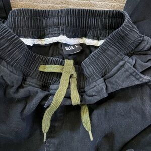 Black Joggers with Green Drawstring